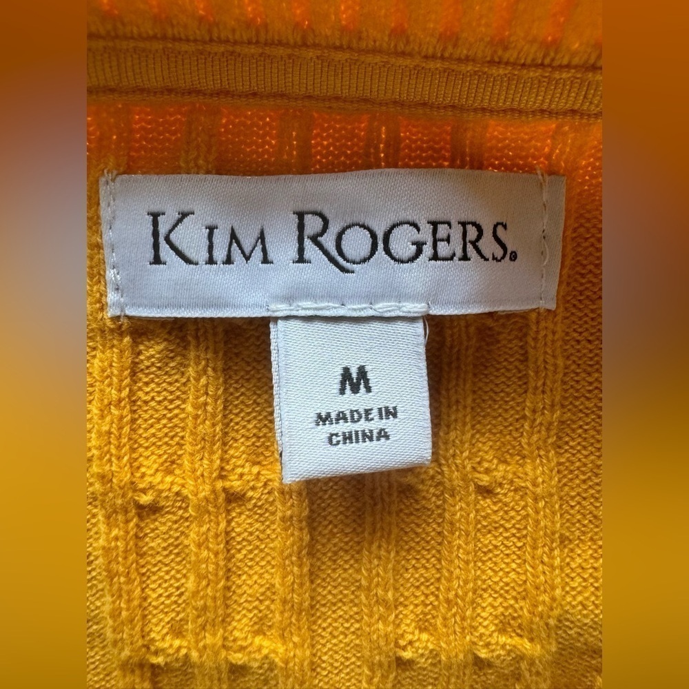 Kim Rogers Cotton Cable Knit Long Sleeve yellow Neck Mid Weight Sweater Medium - Picture 6 of 7